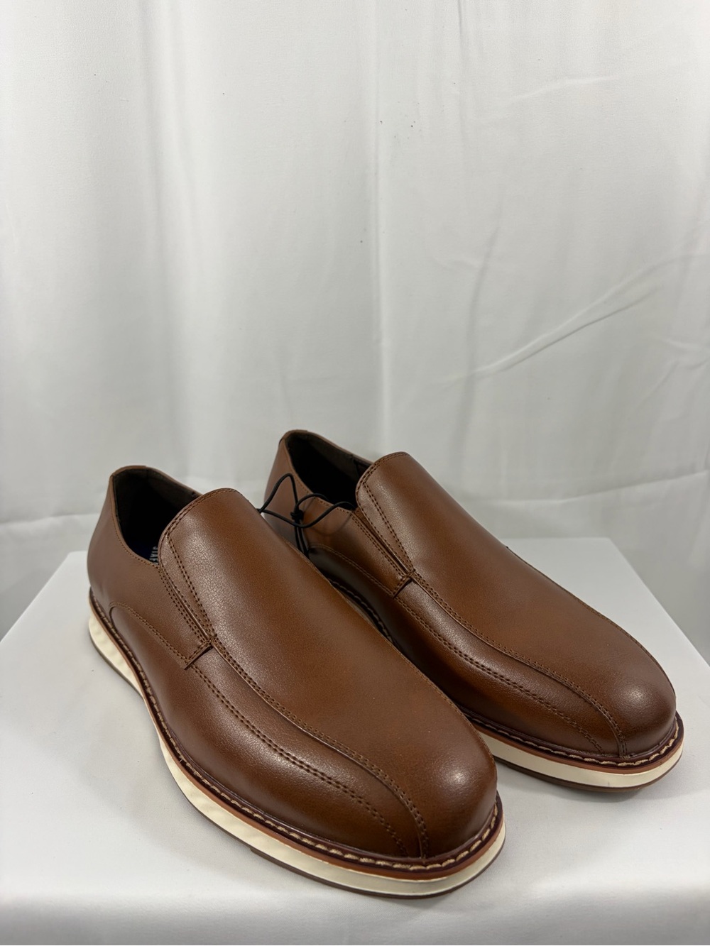 NWT Stafford Men's Size 7 Brown Slip-On Leather Dress Shoes